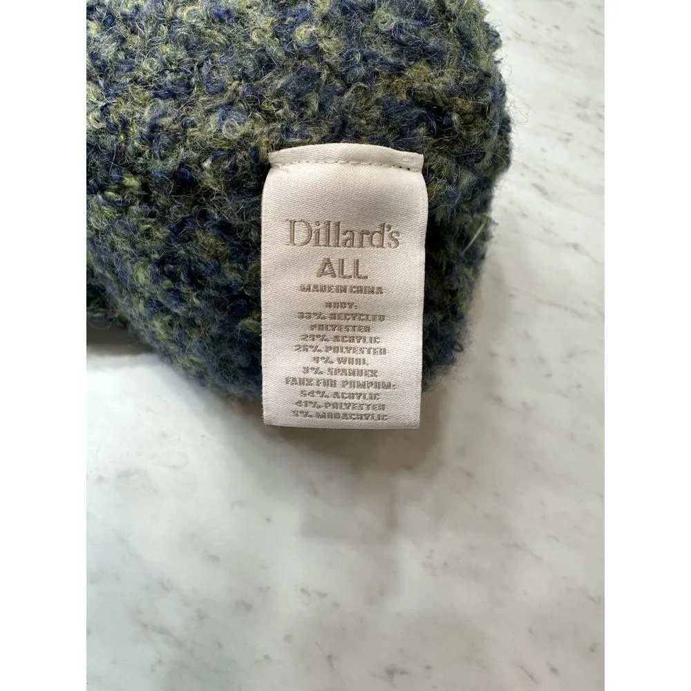 Dillard's Women's Faux Fur Pom‎ Pom Wool Blend Beanie Hat NWOT - Image 3