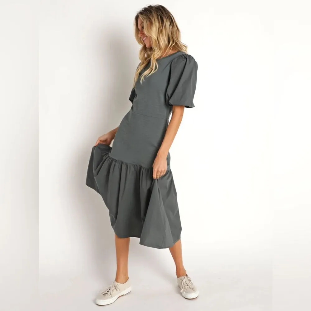 Nation LTD Etoile Bubble Hem Combo Dress in Hunter Size Medium - Image 4