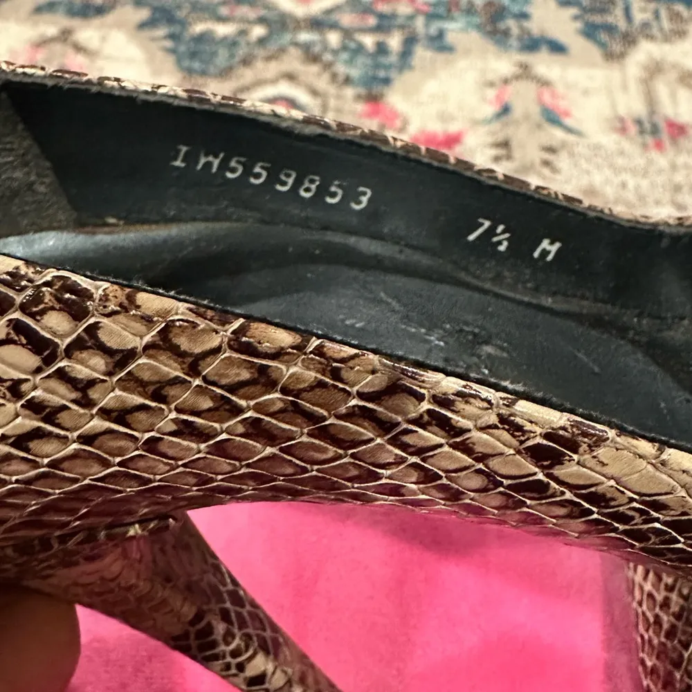 Stuart Weitzman  PYTHON SNAKESKIN PEEP TOE PLATFORMS STILETTO HEELS 7.5 - Image 8