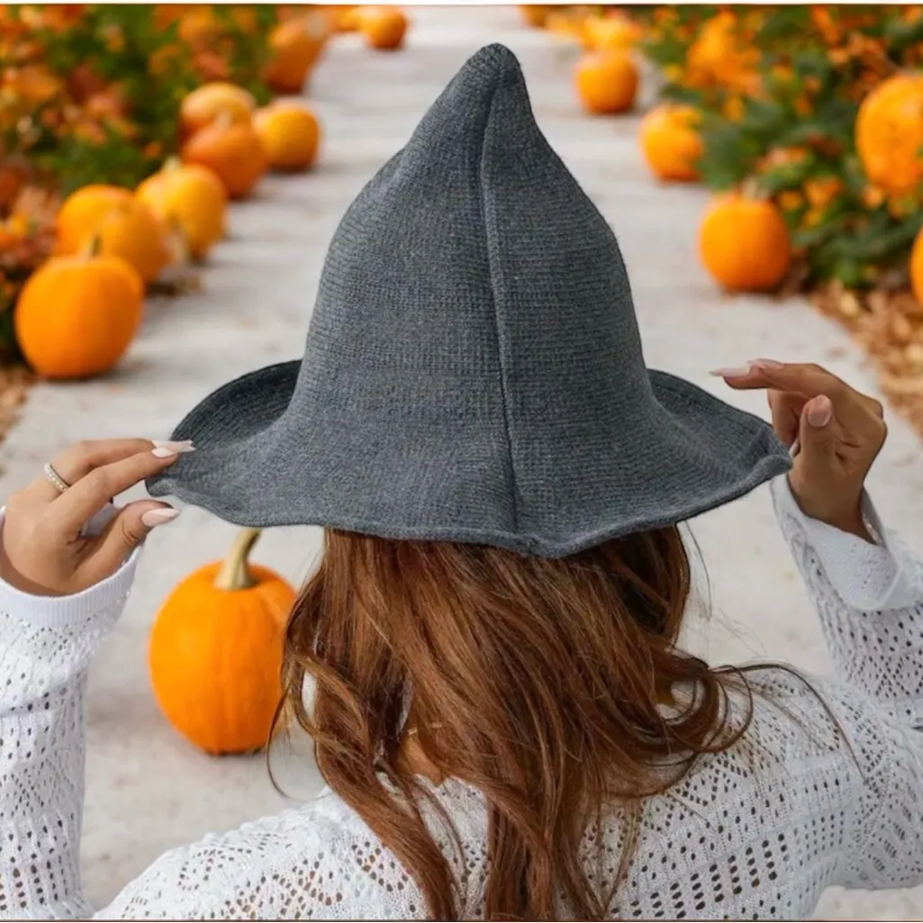 Grey Witchcraft Unisex‎ Woolen Hat, WarmStylish for Halloween or Daily Wear Gray - Image 10