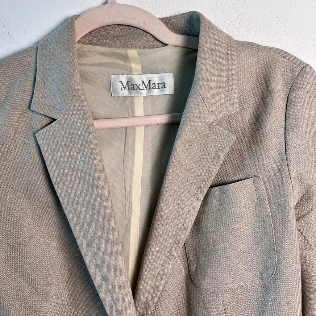 MaxMara Vintage Cream 100% Linen Office‎ Business Casual Blazer 8 - Image 3