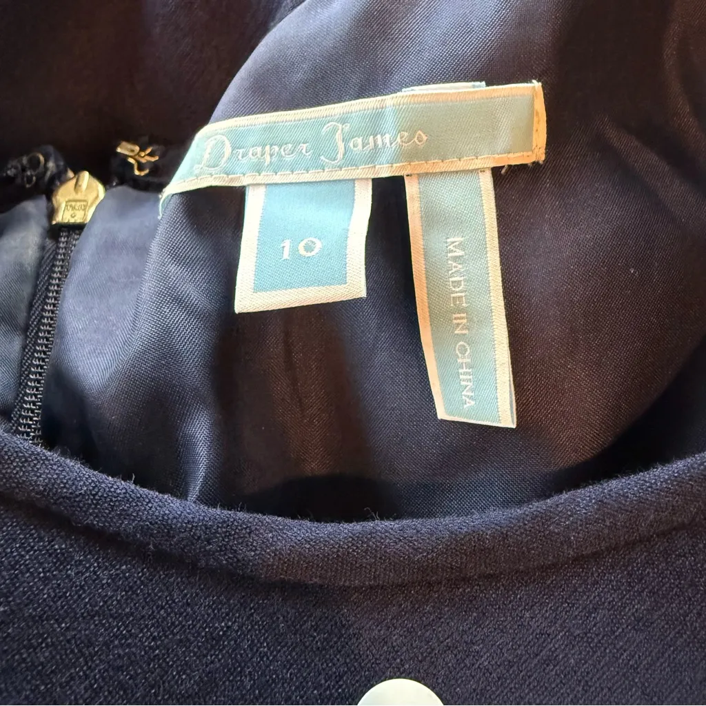 Draper James Navy Floral Sequin Fit and Flare Dress Size 10 - Image 4