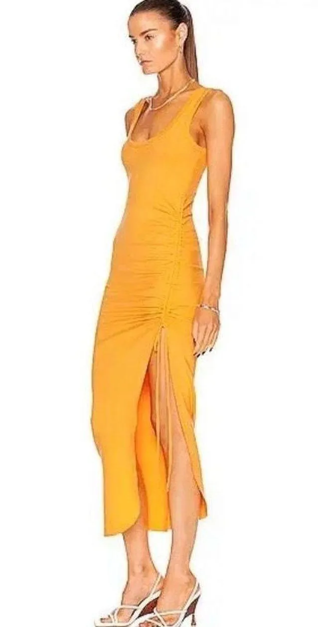 Alloy Rib Cinched Midi Dress Light Orange - Image 3