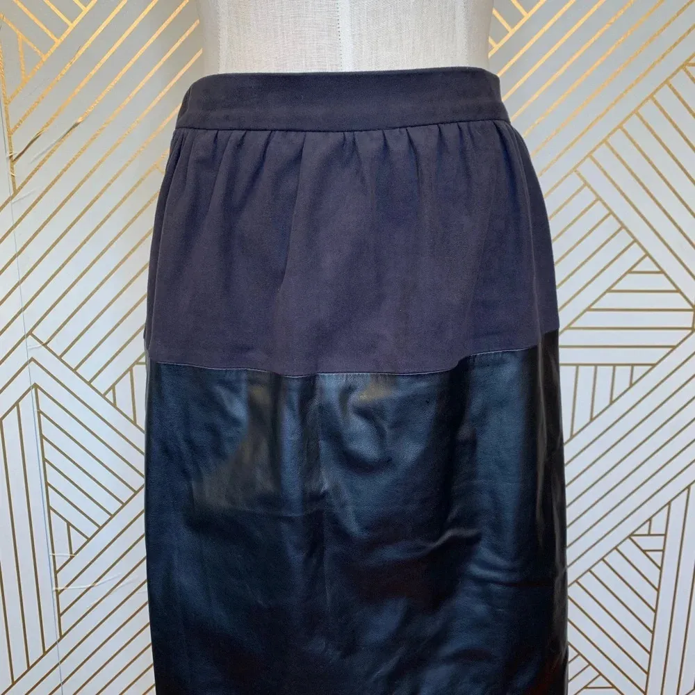 Zara Basic Black Faux Suede Leather‎ Pencil Skirt - Image 2