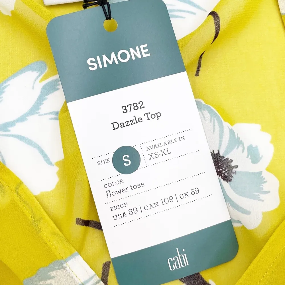 NEW CAbi 3782 Simone Dazzle Yellow Floral Peplum Sleeveless Tank Top Size Small - Image 8