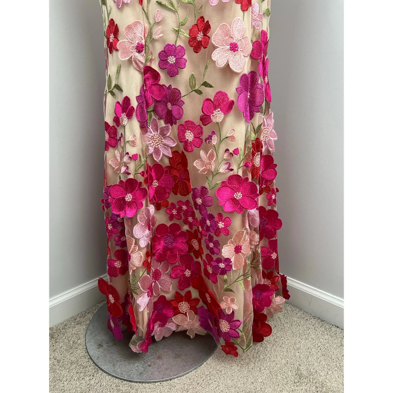 TLC Say Yes Pink 3D Embroidered Floral Applique Formal Prom Gown 6 - Image 3