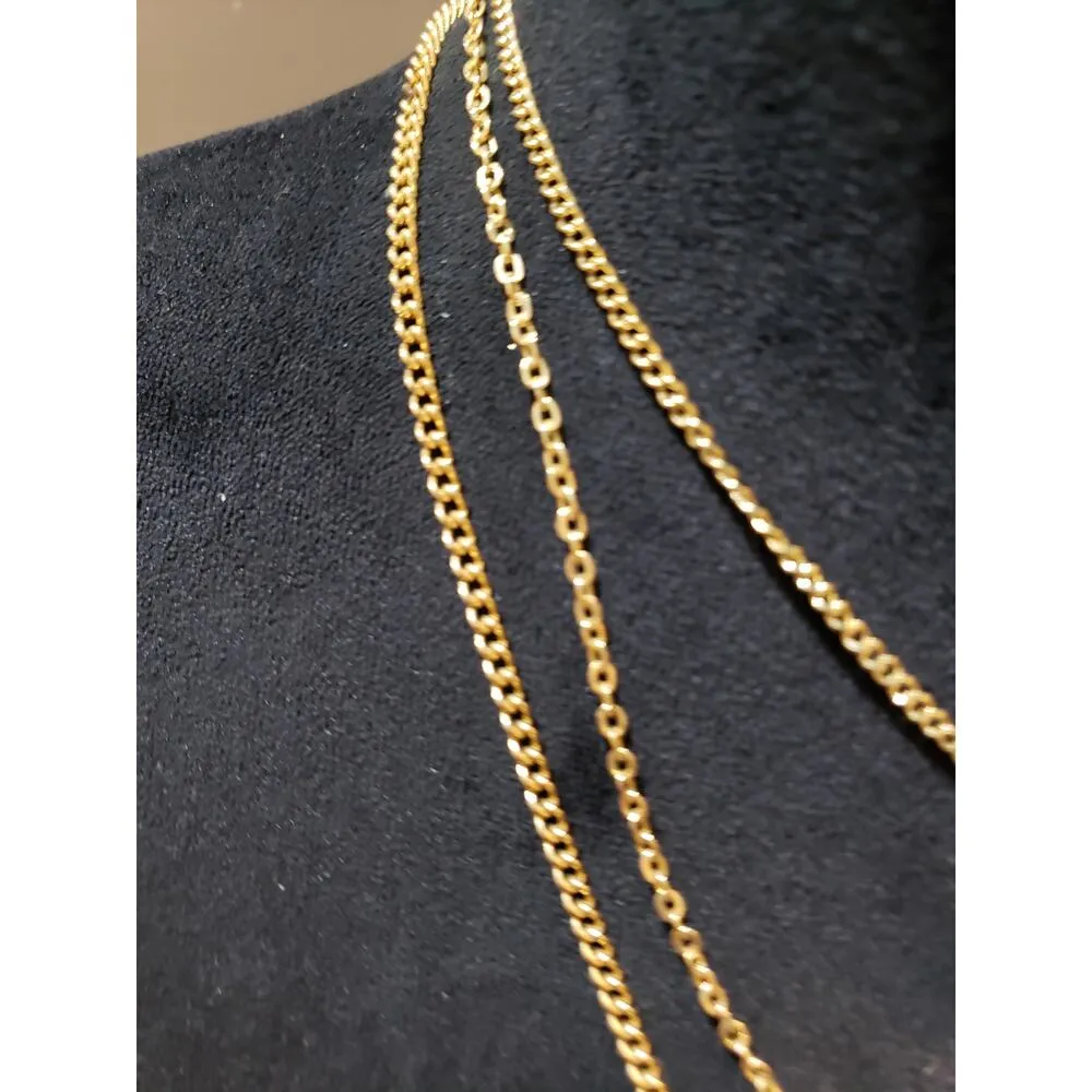 Womens Fashion 3 Strand Gold Plated Chains Twice Mini Pendant Necklace Jewelry - Image 4
