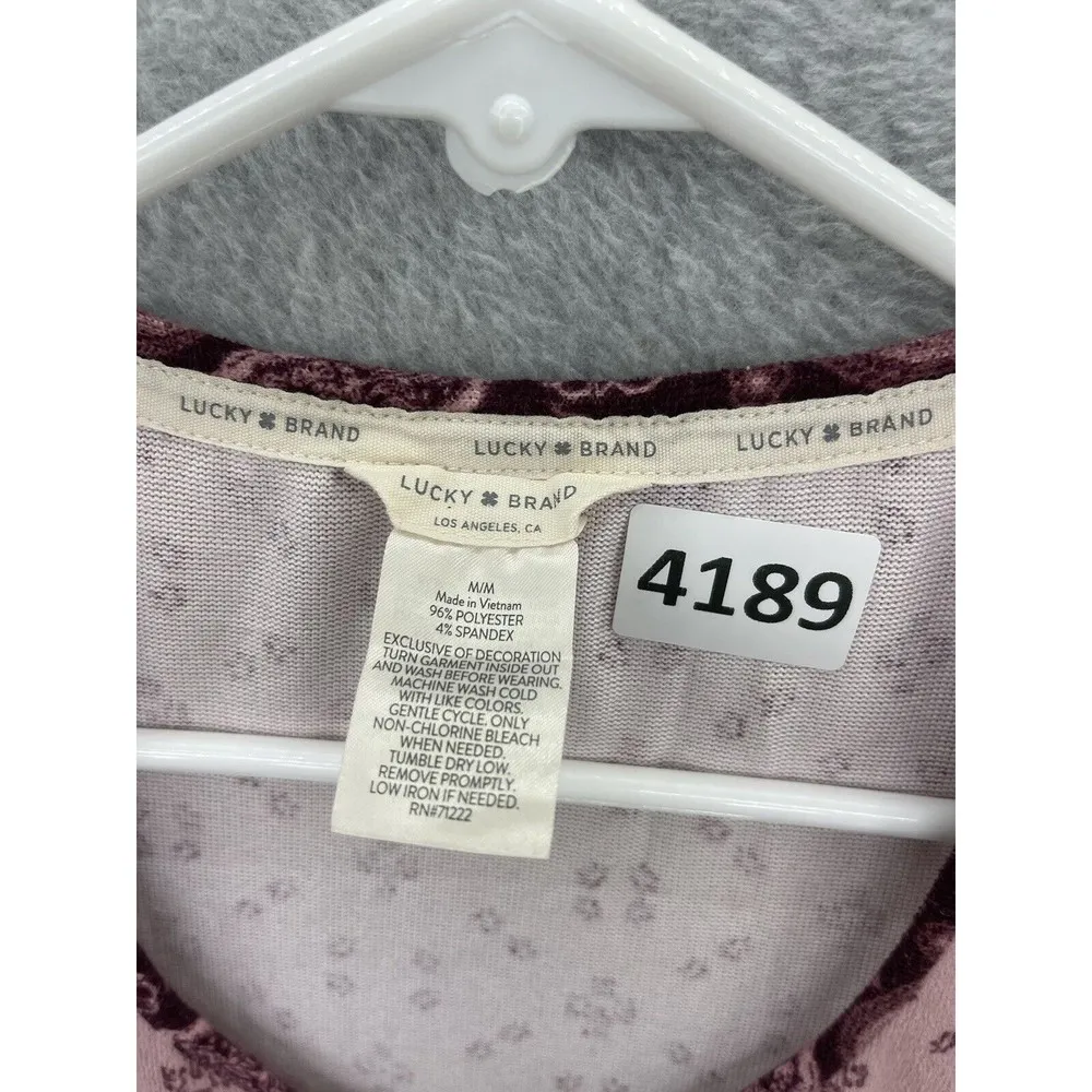 Lucky Brand Women's Tank Top Scoop Neck Pink Red Size Medium Micro Floral - Image 6