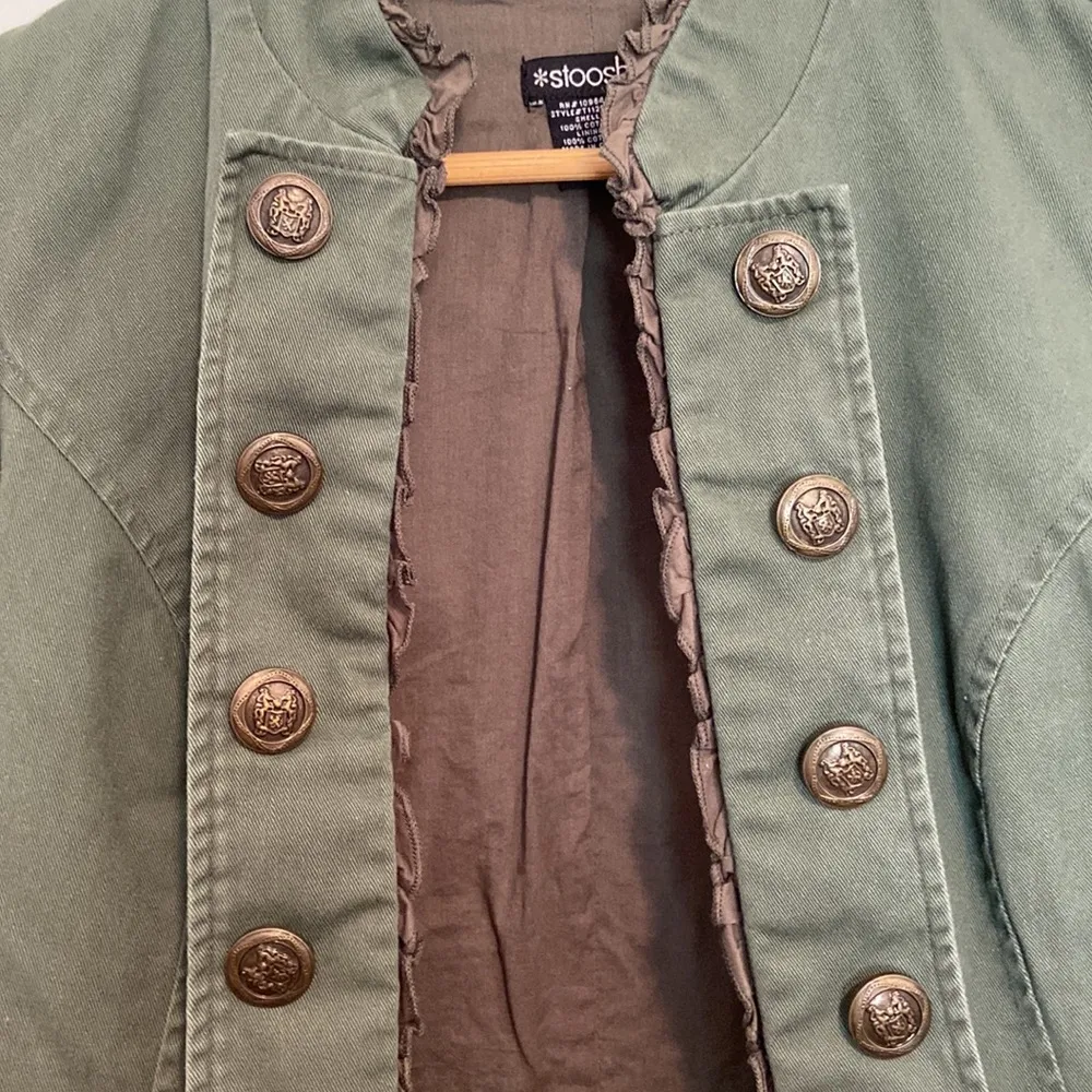 Stoosh Green Denim Military Style Jacket - Image 2