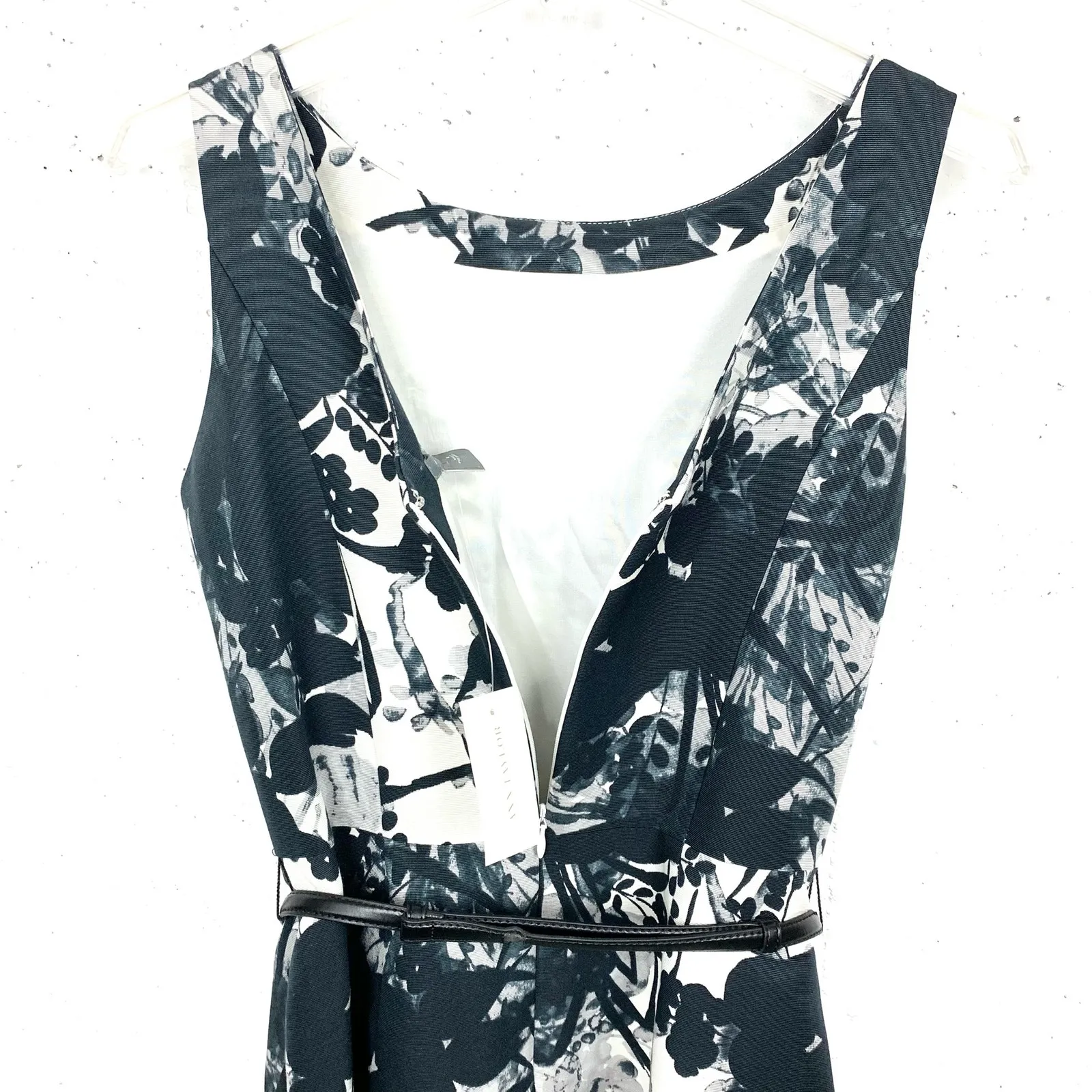 Ann Taylor Womens Cotton Silk Sleeveless Floral Dress Black White Low Back 4 - Image 7