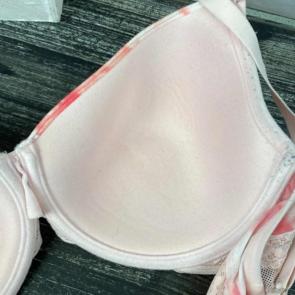 Natori Pink & Ivory Lightly Lined Underwire Contour Bra 34 DD - Image 3