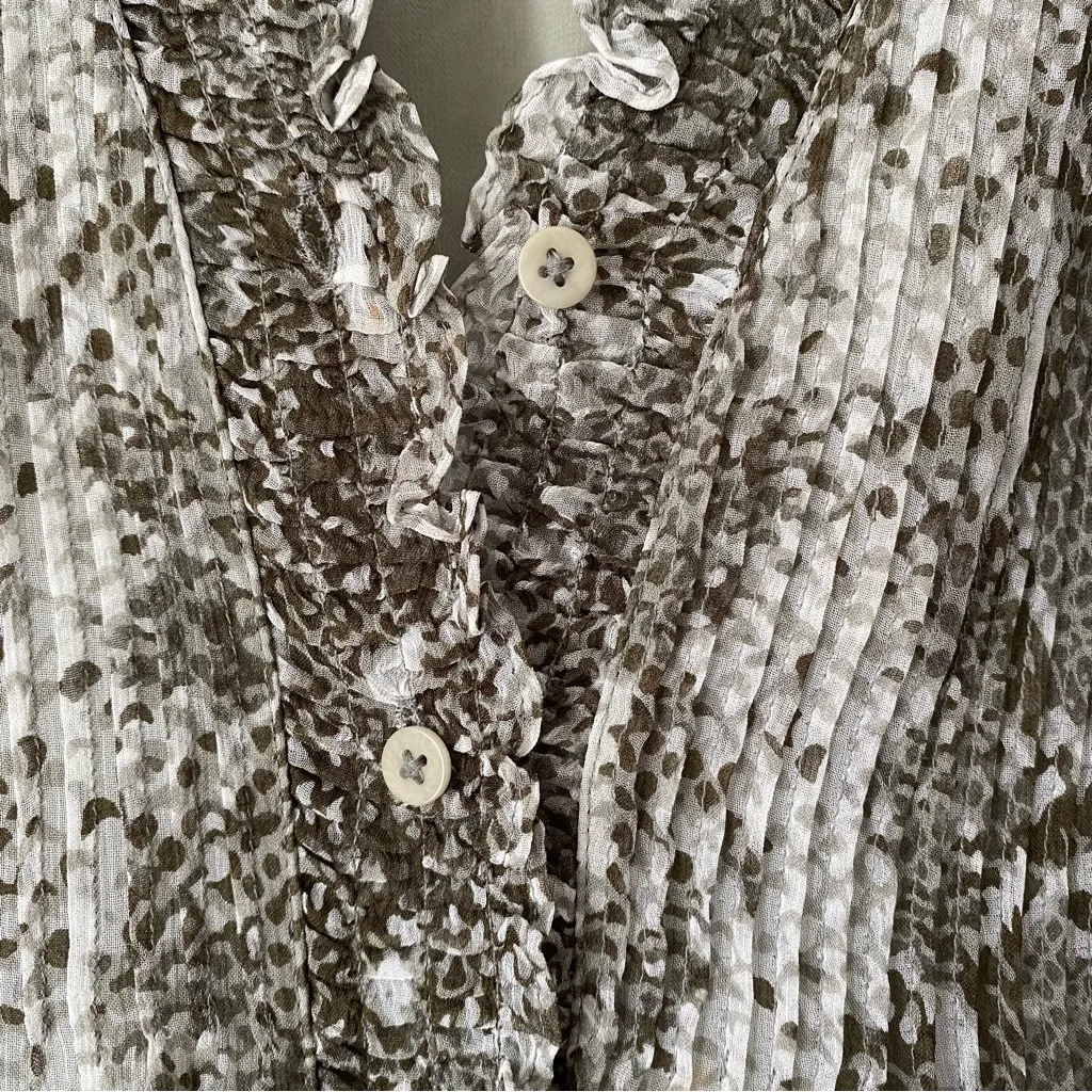 Diane Von Furstenberg Silk Olive White Shift Shirt Dress size small - Image 8