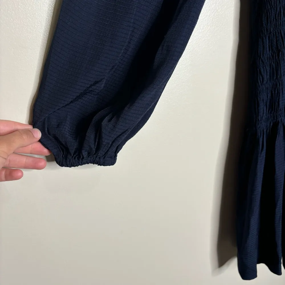 Ganni Square Neck Shirred Ripstop Long Sleeve Mini Dress - Image 8