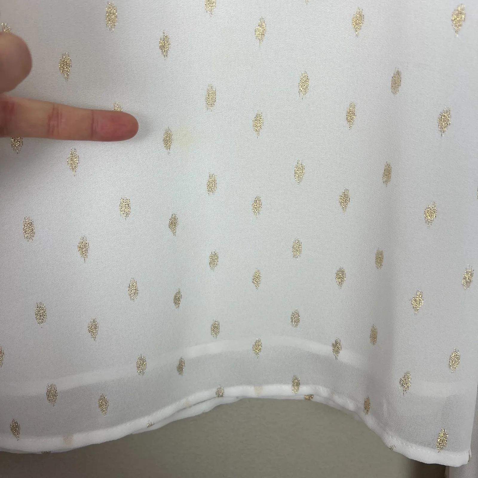 Sincerely Jules Blouse Top Womens XL White Gold Printed Sheer Long Sleeve Dressy - Image 6