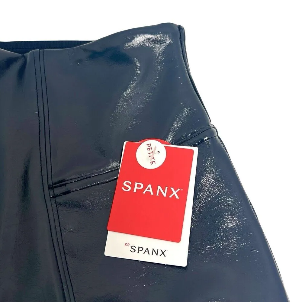 SPANX Faux Patent Leather Leggings in Port Navy Glossy Shiny 20301R Women’s XS - Image 9