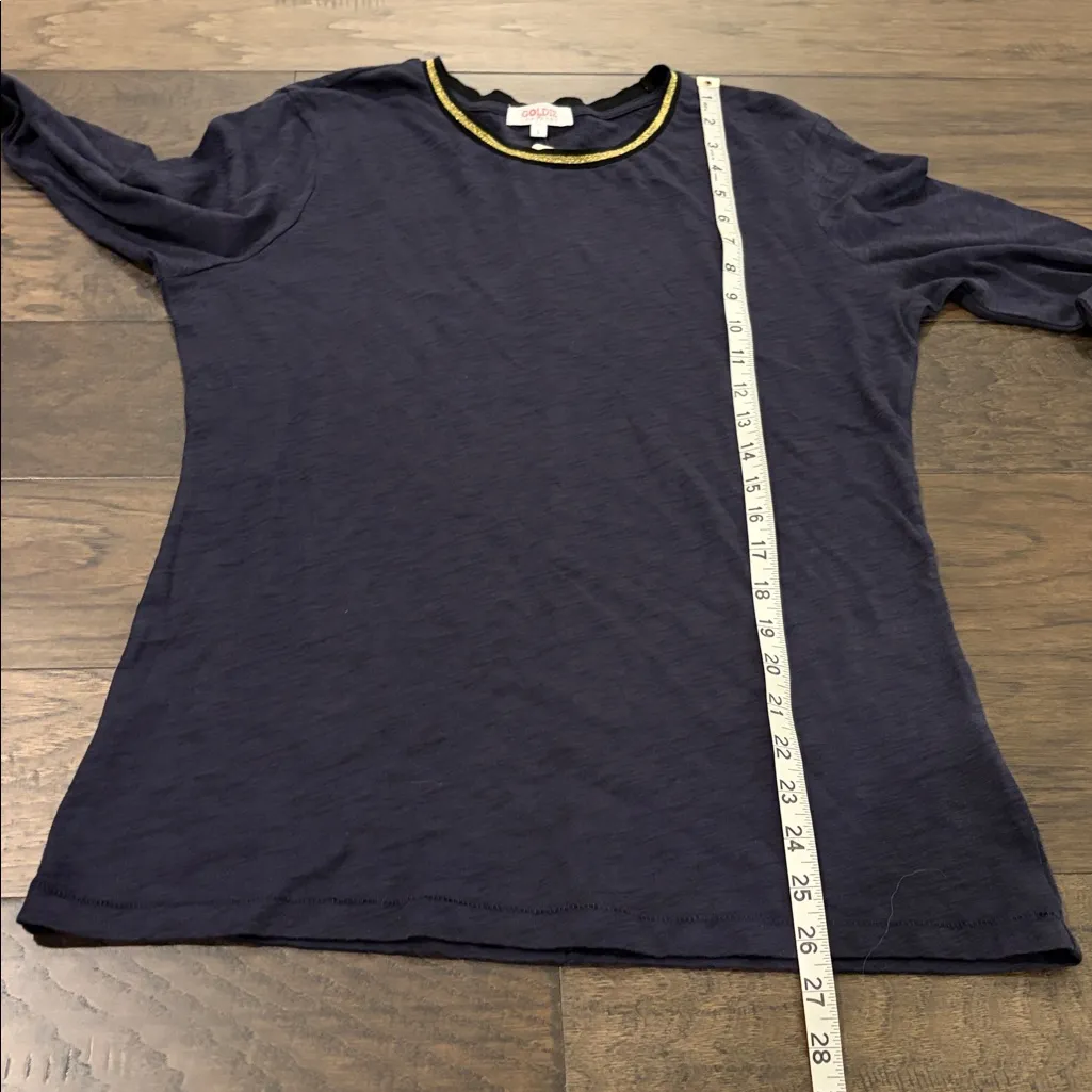 New With Tags Goldie Lewinter Metallic Tipped Ringer Tee Sz L - Image 6