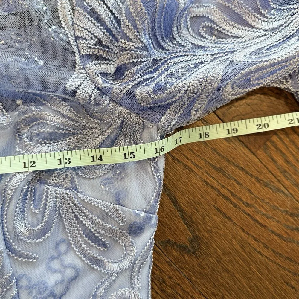 Adrianna Papell Women Light Blue Embroidered Sequin Knee Dress Size 0 1898 - Image 8