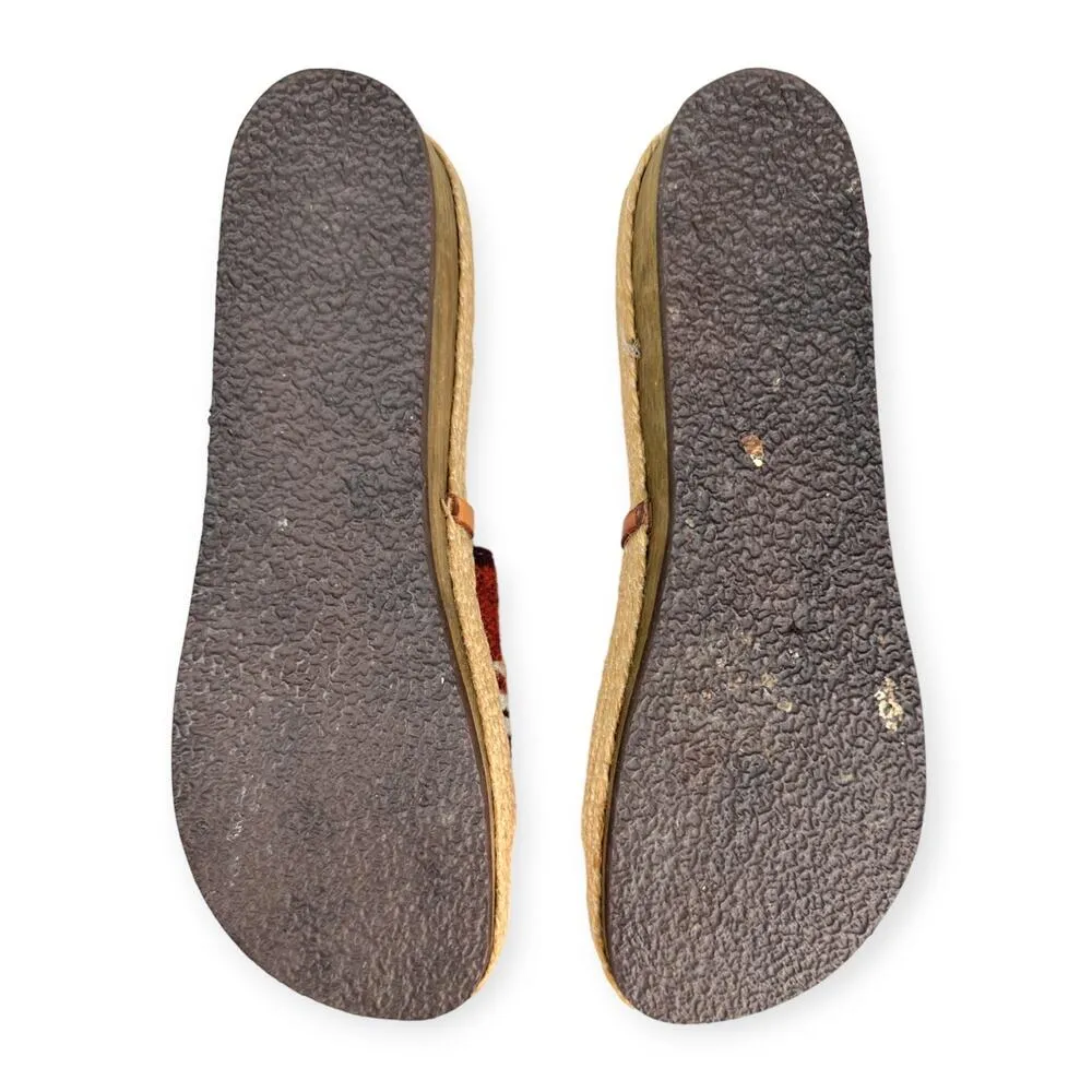 People Movers | Women's Size 9 | VINTAGE Wooden Espadrille Wedge Slide Sandals Tan - Image 6