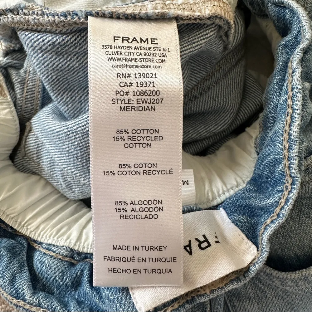 FRAME Meridian Paperbag Elastic Waist High Rise Straight Jean - Image 4