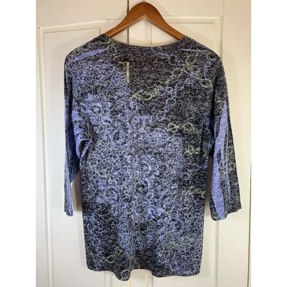 California Bloom McBling Witchy Whimsygoth Burnout Shirt Womens Large V Neck USA Purple - Image 3