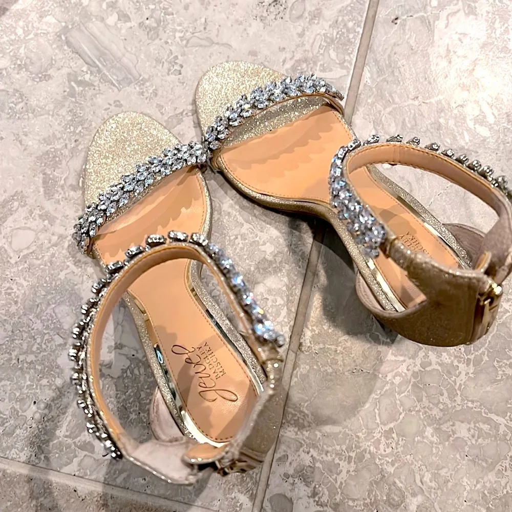 Jewel Badgley Mischka Odessa, Champagne w/Dazzling Crystals Size 8.5 Retail $119 - Image 4