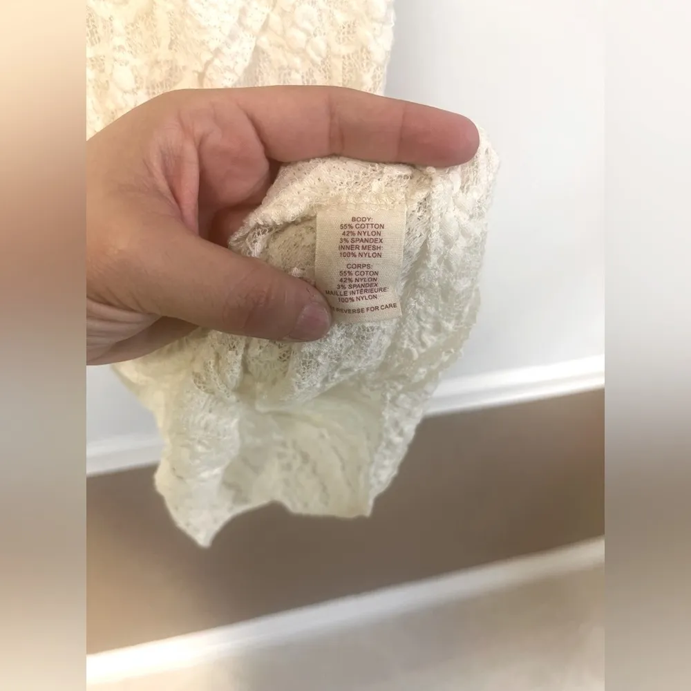 Intimately Free People White Stretch Lace Nightie Mini Dress Cotton size X-Small - Image 5