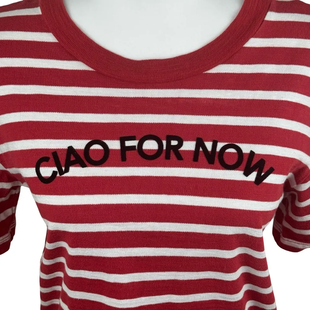 Madewell Ciao For Now Oversized Red & White Striped Shirt Size XS Vibrant Goji - Image 5