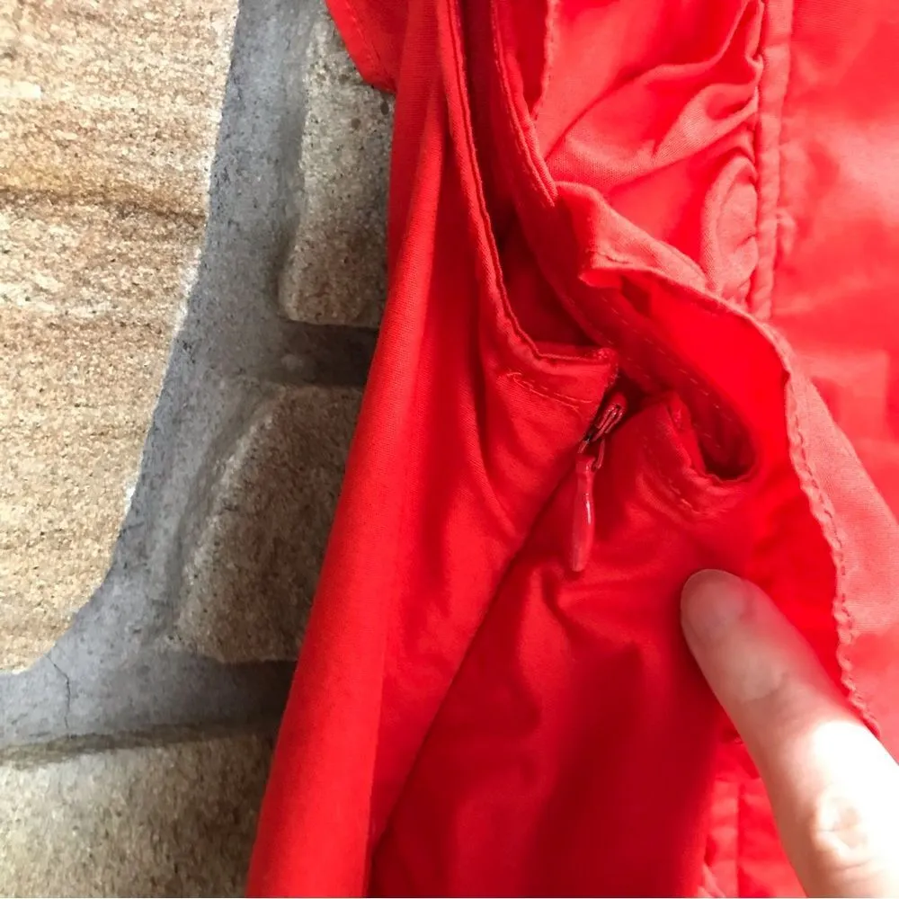 Free People Half Moon Ruffle Mini Dress Fit Flare Red Orange Small Valentines - Image 9