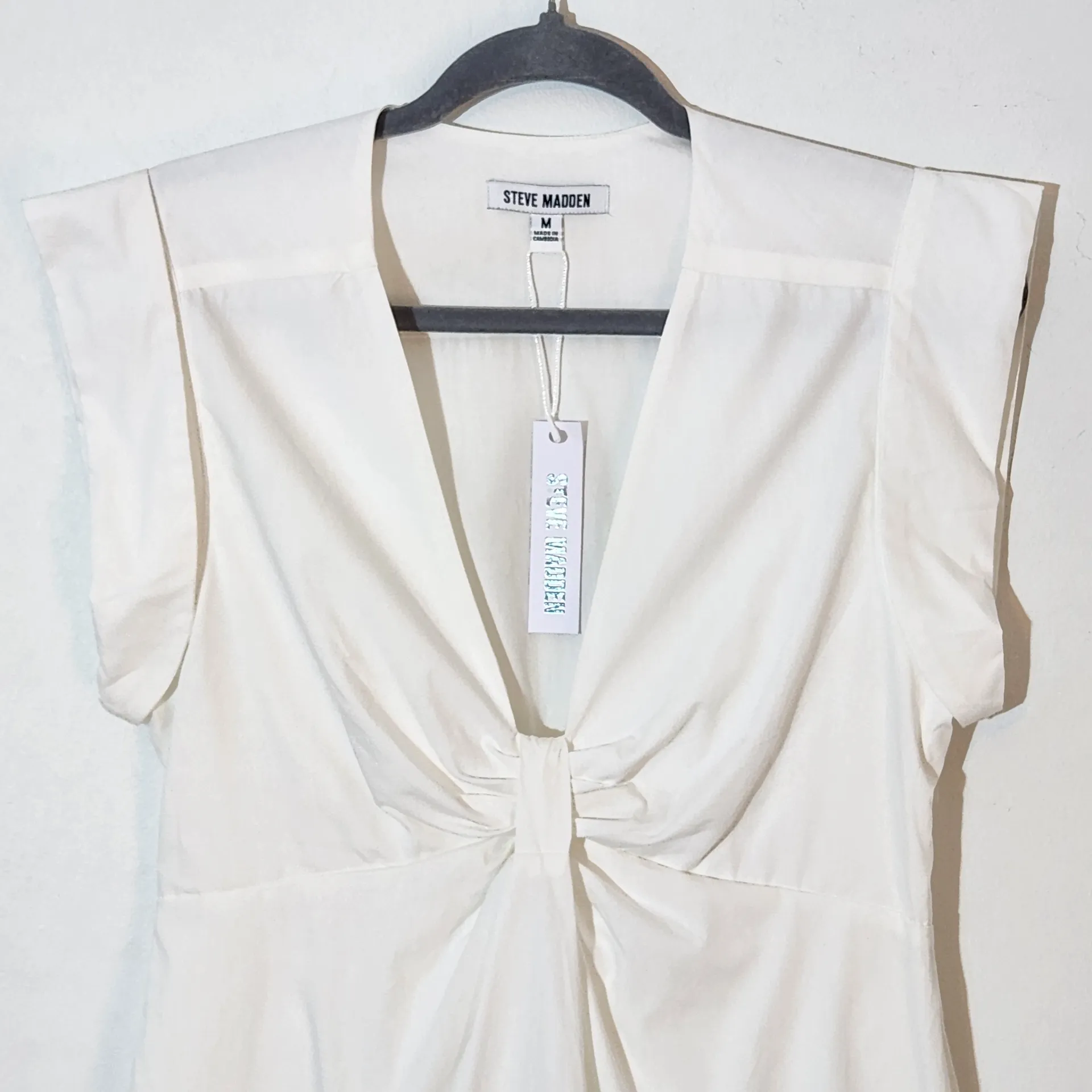 Steve Madden White Cotton A Line Mini Dress Size Medium NWT - Image 3