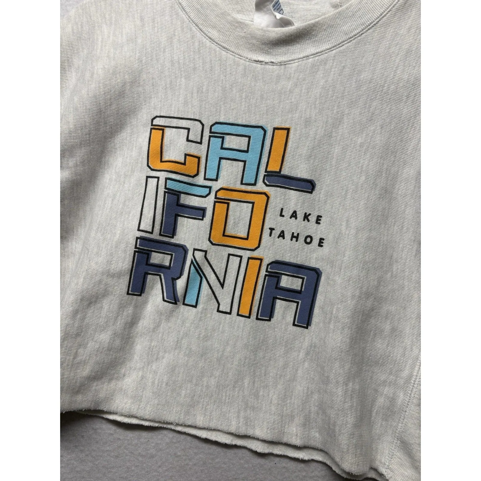 Champion Reverse Weave California Tahoe Cropped Crewneck Sweatshirt Gray Small - Image 3