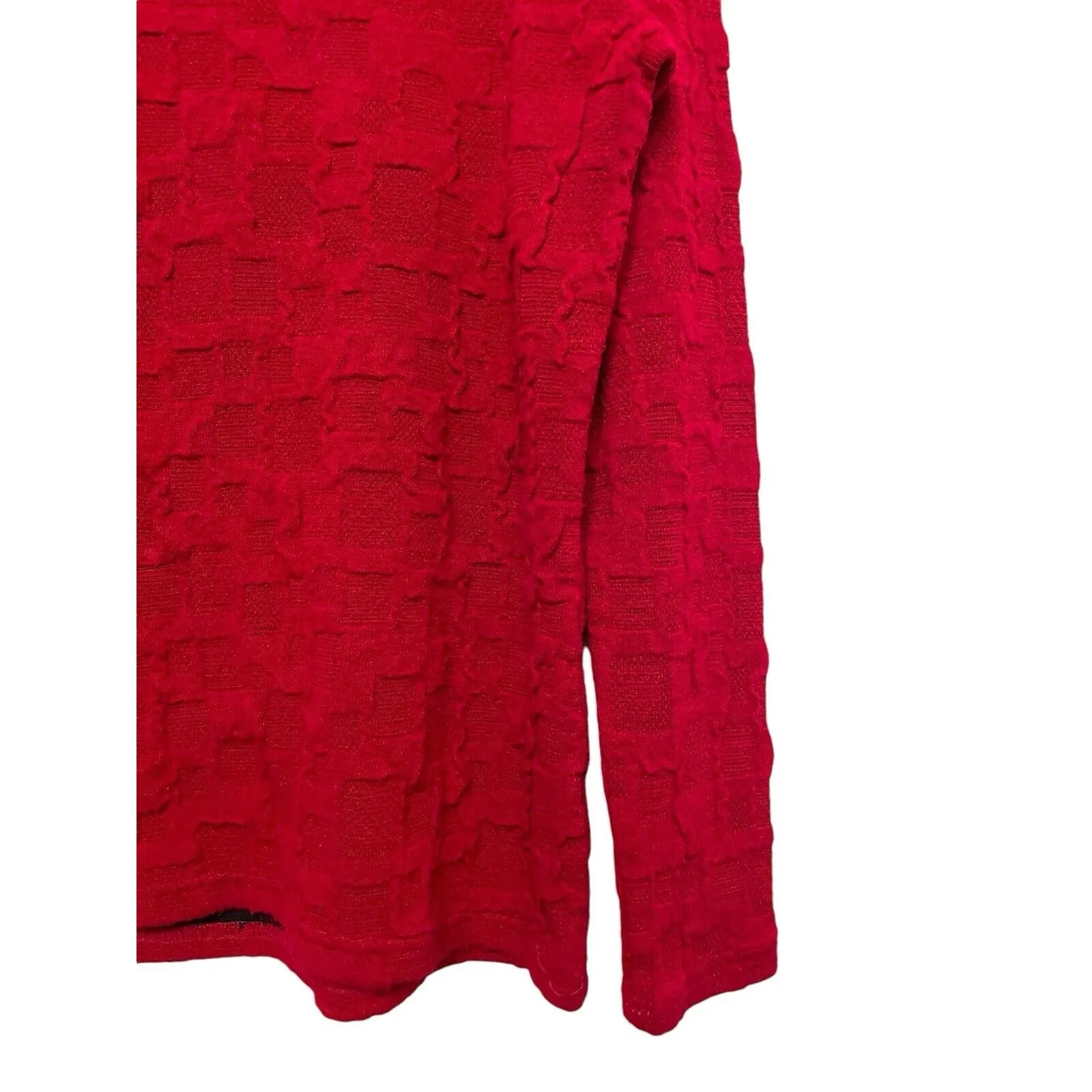 Cut Loose‎ Long Sleeve Textured Knit Top Shirt Women Size Small Red Funky Unique - Image 5