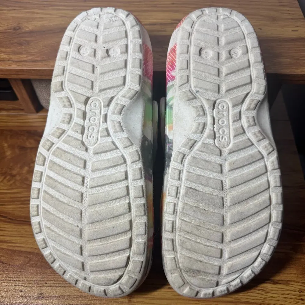 Crocs Clog Unisex M7/W9 Classic Rainbow Festival Lined Clogs in Blotched Tie Dye - Image 6