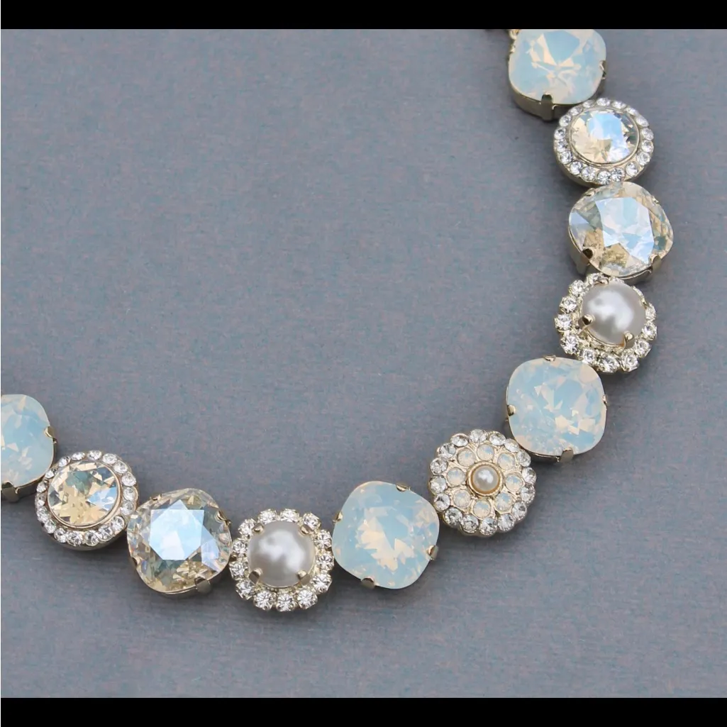 Chantilly Lace Swarovski Pearl & Rhinestone Embellished Bracelet & Earrings Blue - Image 7