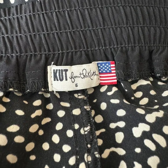 KUT from the Kloth Black White Dotted‎ Print Relaxed Fit Pants Women's Size 6 - Image 7