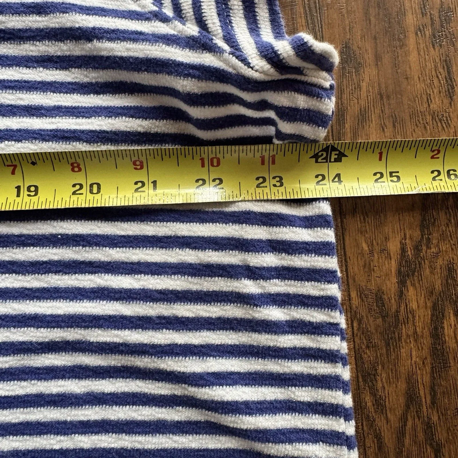 Free Assembly Shirt Womens Size XL Blue White Striped Terry V Neck Collar - Image 6