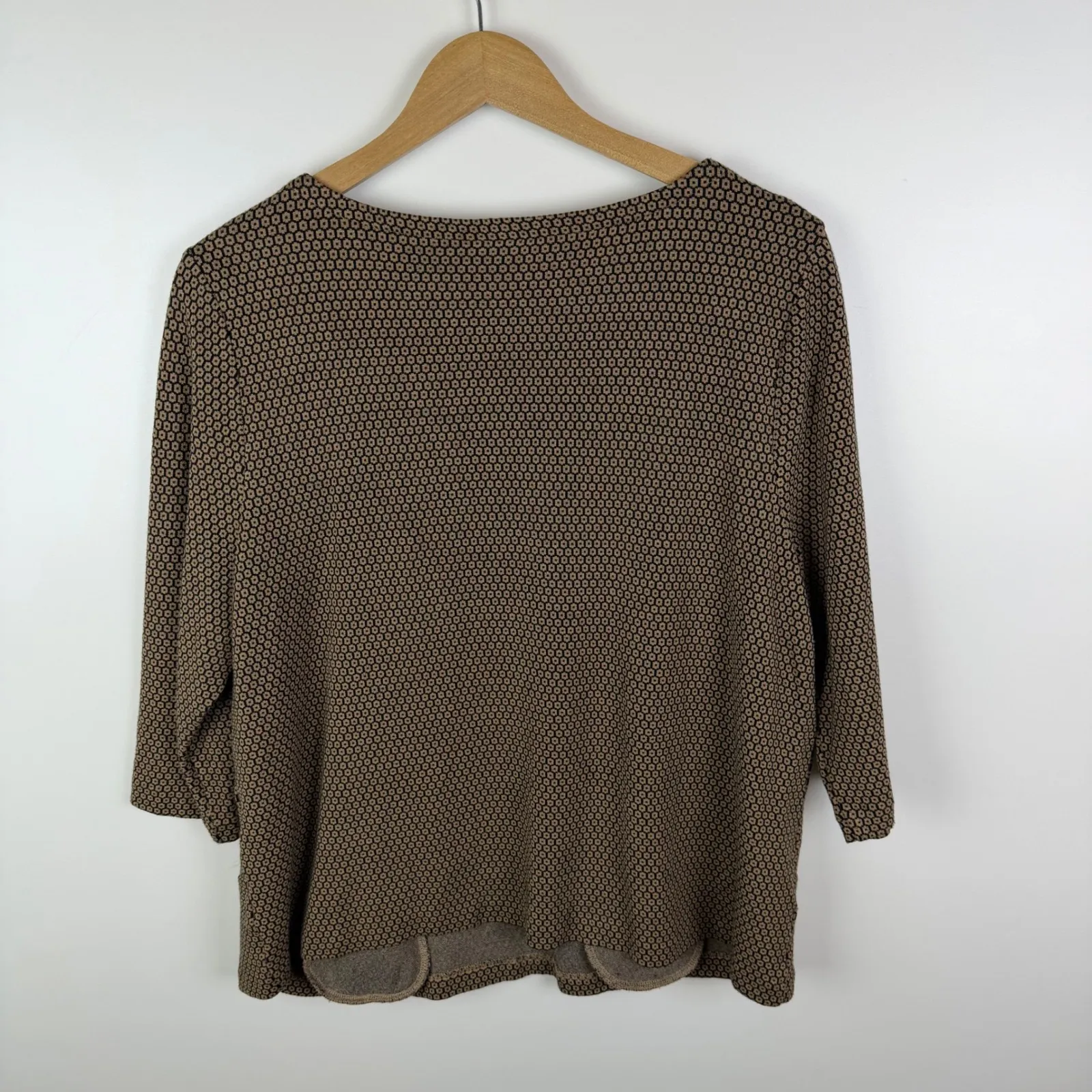 J Jill Ponte Knit Geometric Top Size LP Brown Minimalist Stretch Office Comfy Size L - Image 4
