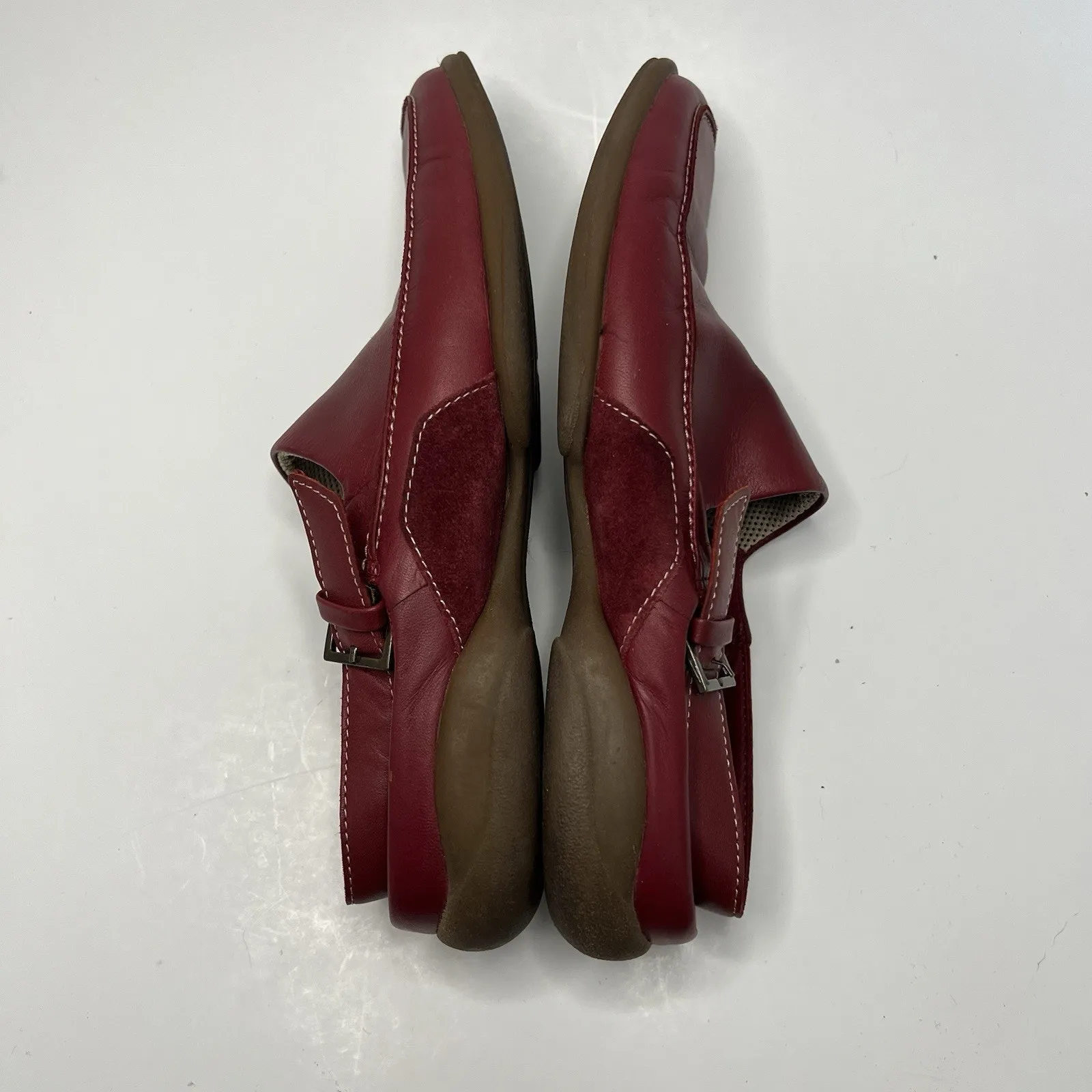 Ecco Shoe Red Maroon Leather Slingback Strap Buckle Sandal Comfort Closed Toe 6 - Image 13