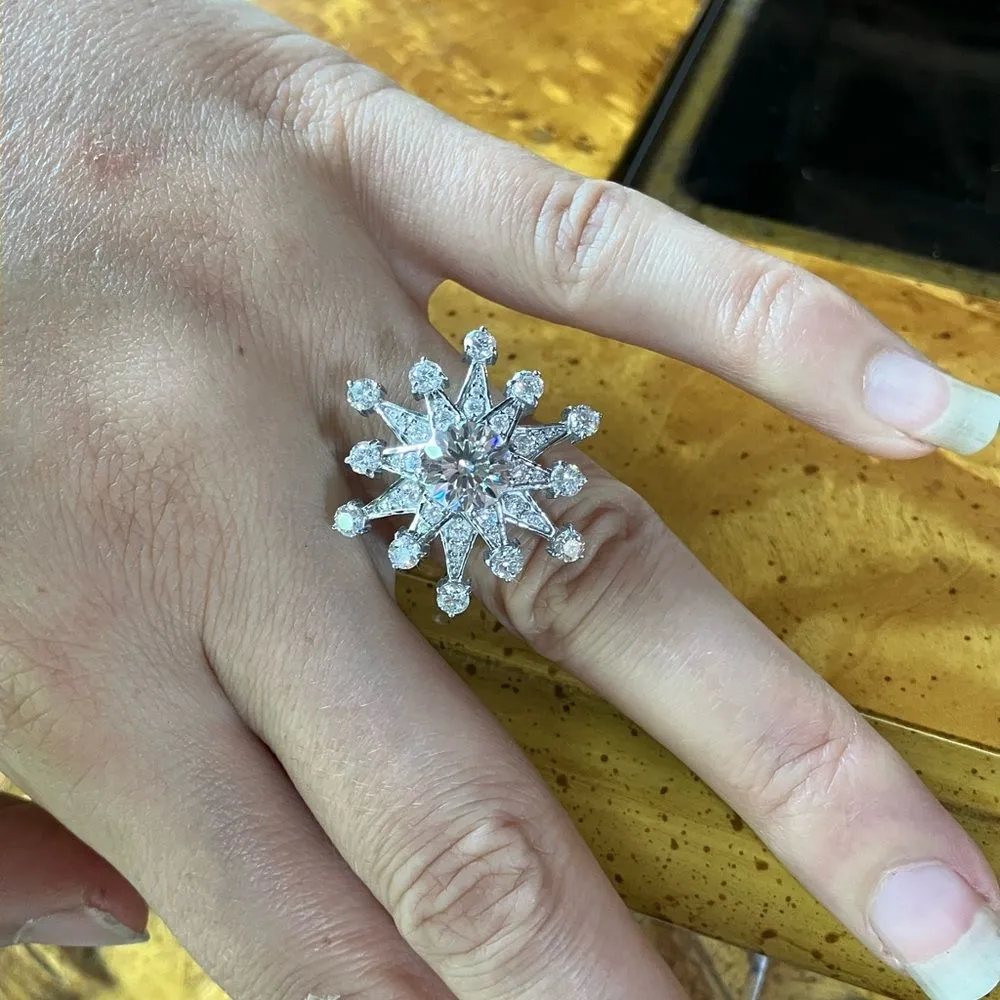 Genuine Moissanite Sterling Silver Cocktail Ring Size 7 - Image 4