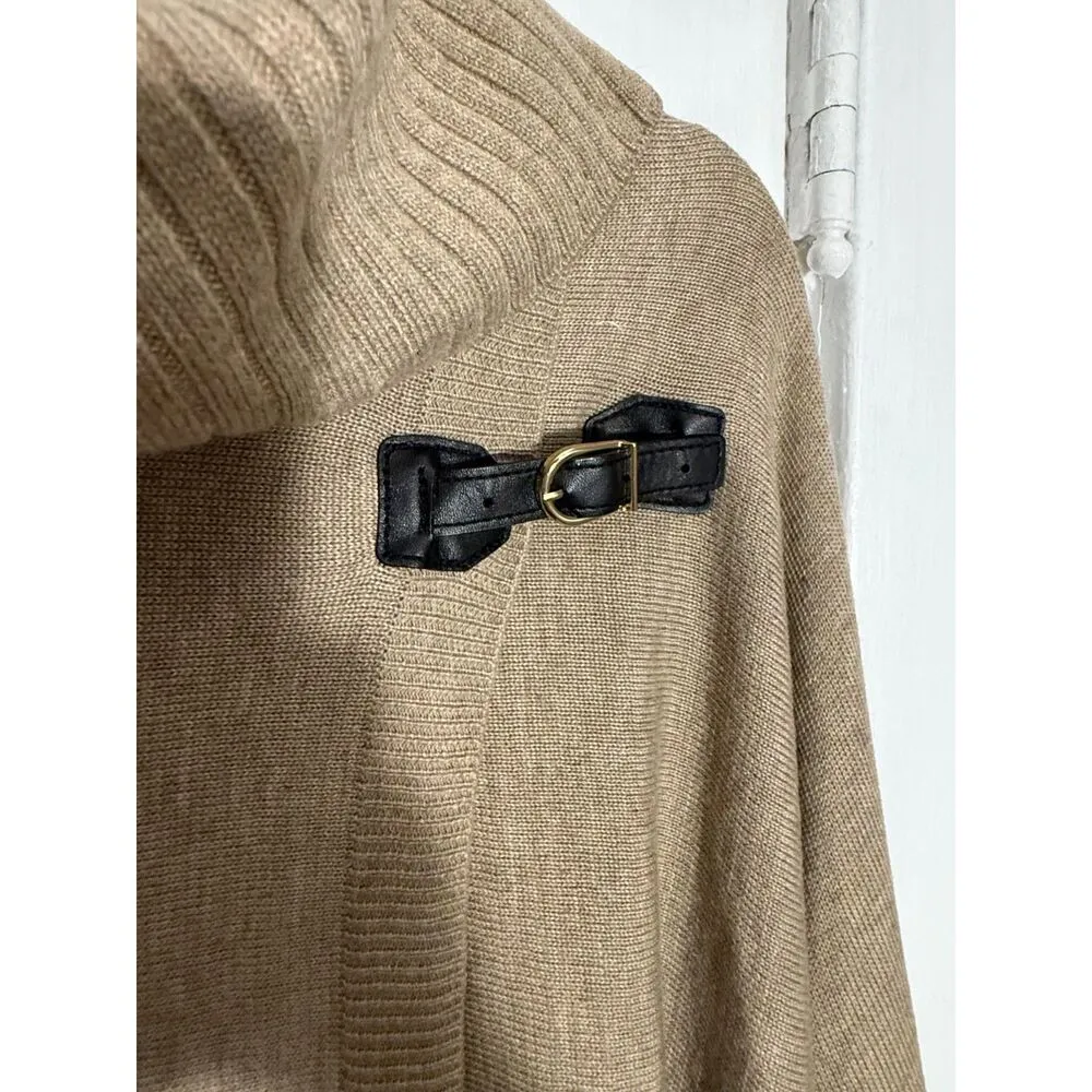 Calvin Klein  Tan Turtleneck Poncho Sweater - Image 5
