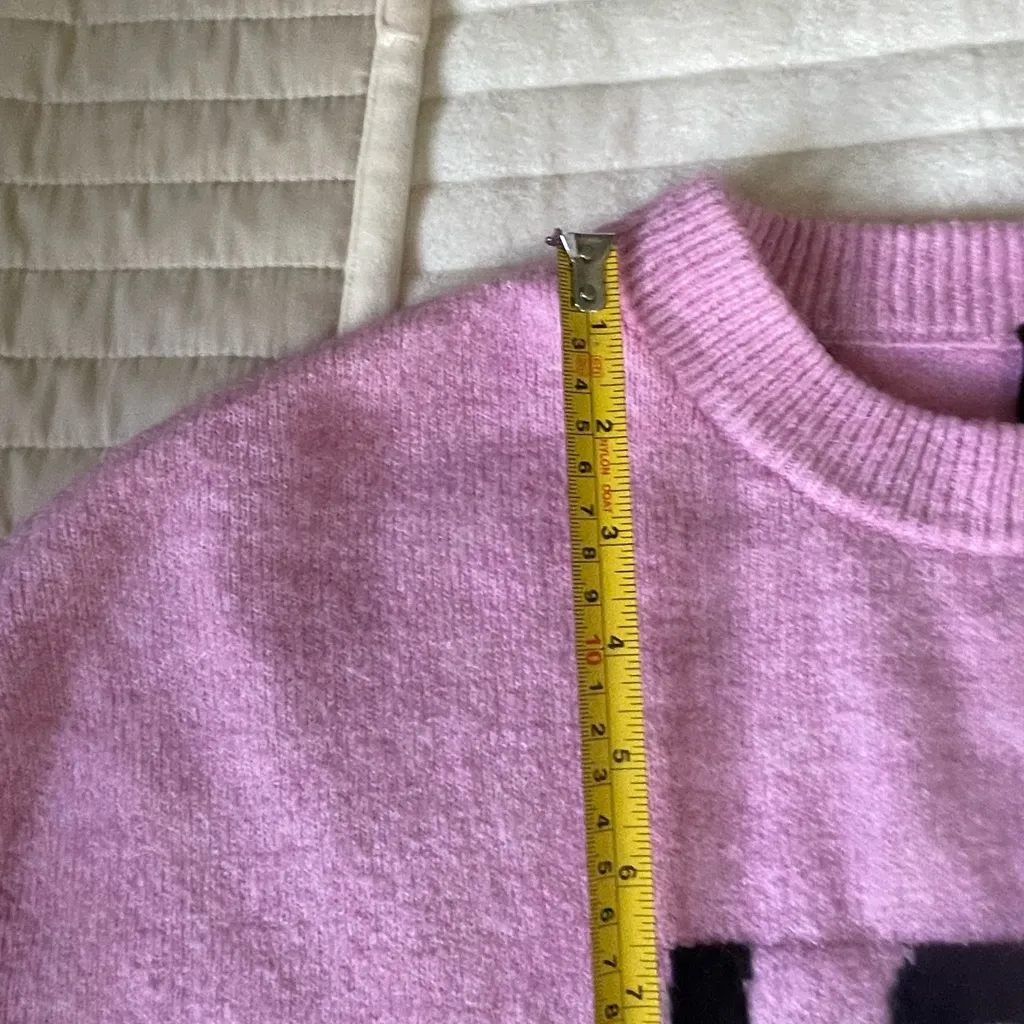 H&M Divided Pink Wool & Elastane Blend Pink “Love Around You” Sweater Size M - Image 6