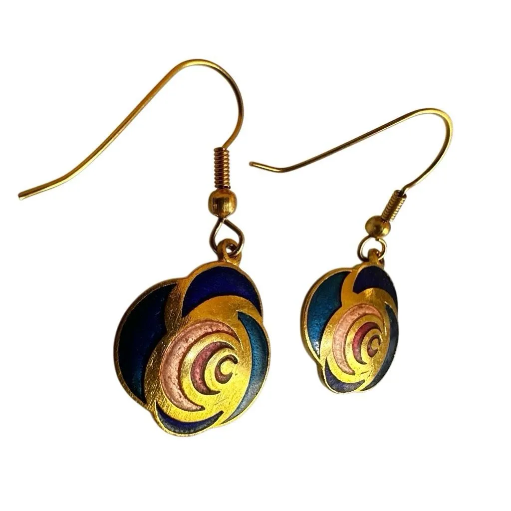 Cloisonné Enamel Swirl Dangle Earrings - Image 10