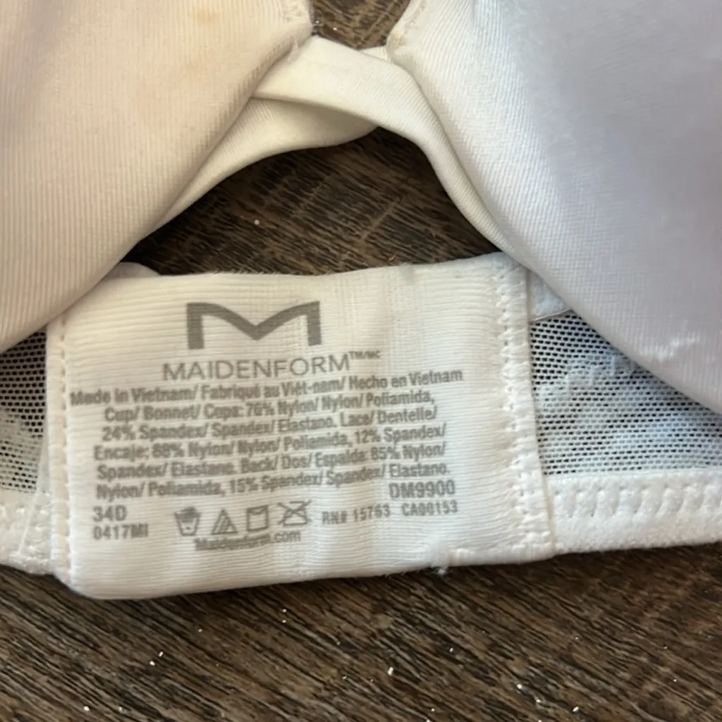 Maidenform Demi Coverage Push Up and In Bra Style DM9900 Size 34 D NWT White - Image 4