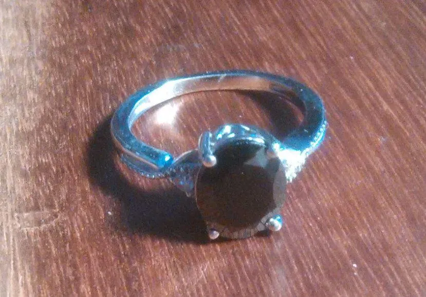 Thai Black Spinel and White Zircon Platinum Bond Ring (Size 7) - Image 6