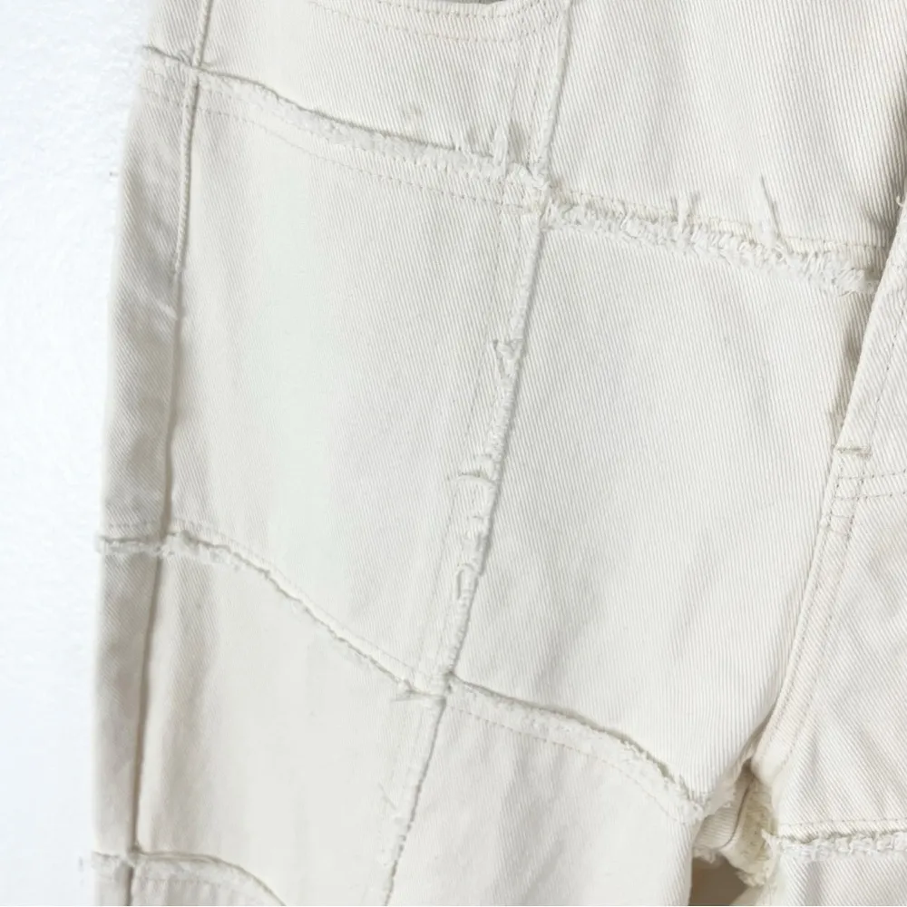 PACSUN Pacific Sunwear Fray Panel Details High Rise Cream Dad Jeans, Size 28 - Image 11