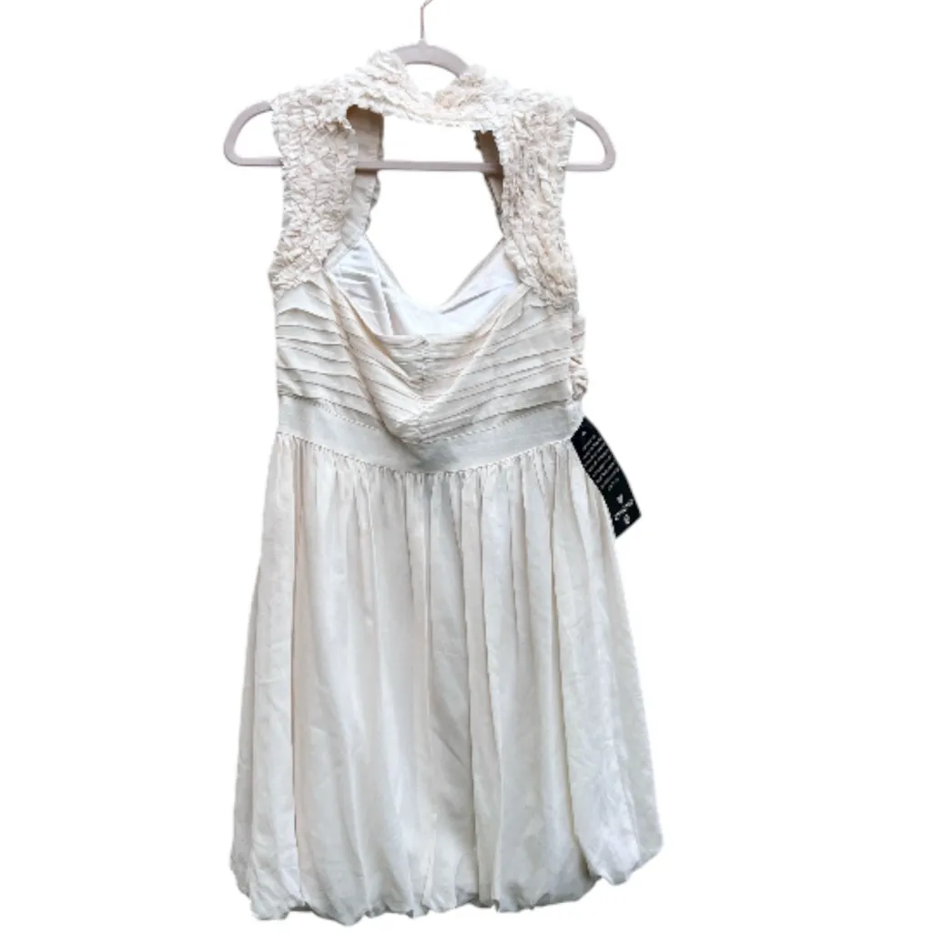 Bebe Cream Draped‎ Silk Mini Dress Large Y2K BBL Skirt Cocktail Party NWT - Image 2