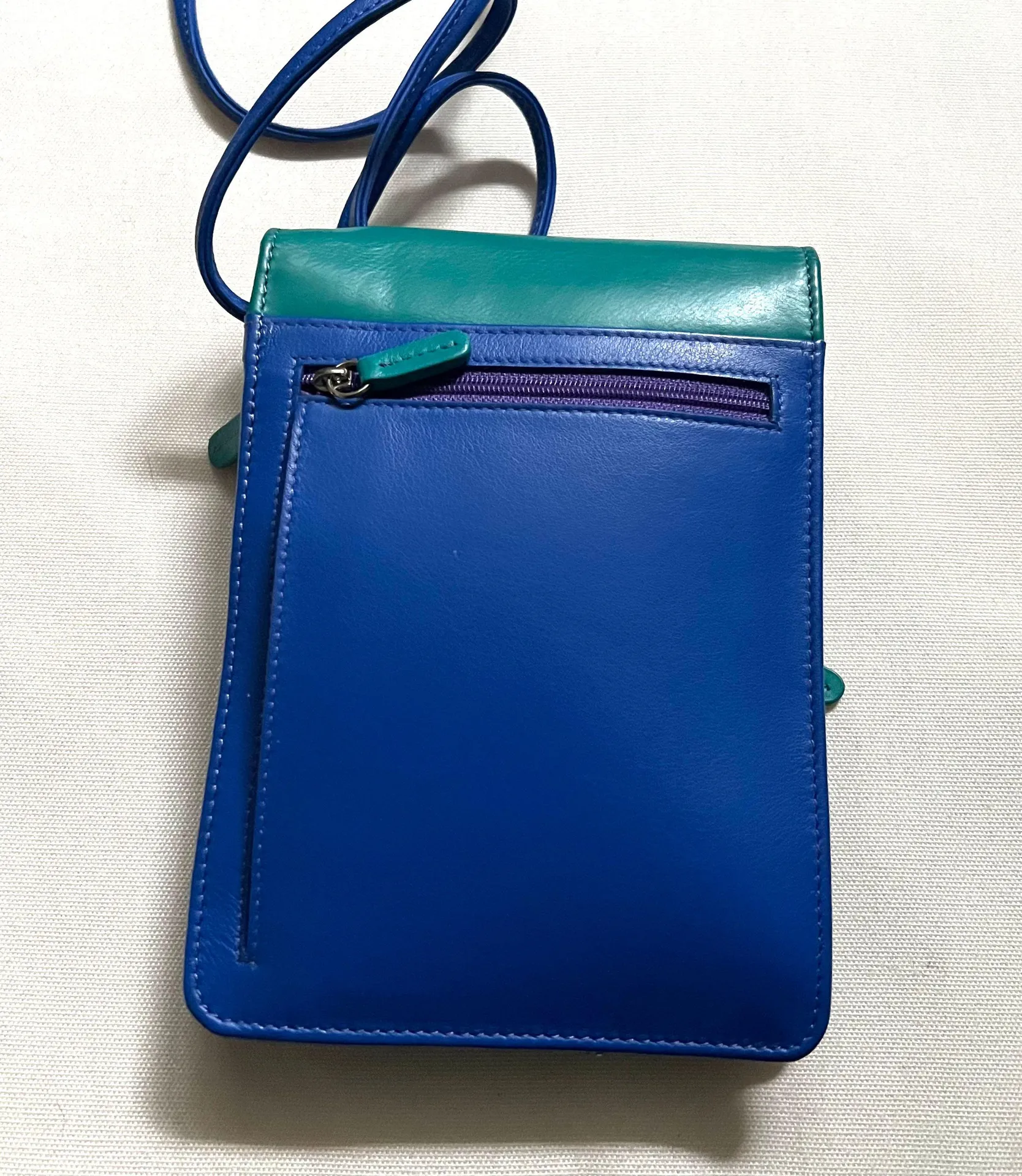 Leather Colorblock Green Blue Crossbody Purse With Pockets Multiple - Image 8