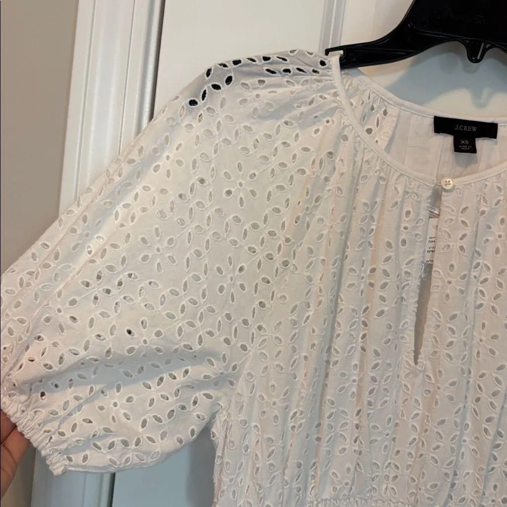 J. CREW Provence Smocked-Waist Midi Dress in Eyelet XS - Image 4