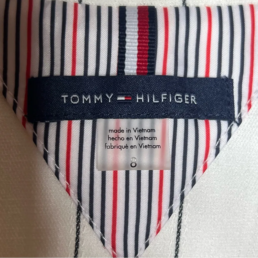 Tommy Hilfiger White Pinstripe Blazer Jacket Womens Business Casual Office 8 - Image 6