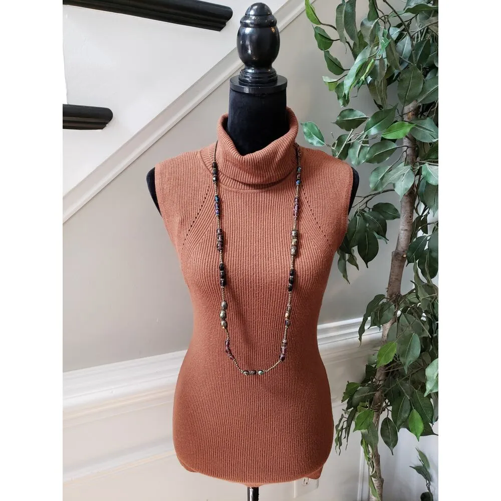 White House Black Market Sweater Women Medium Sleeveless Turtle Neck Pullover - Image 2