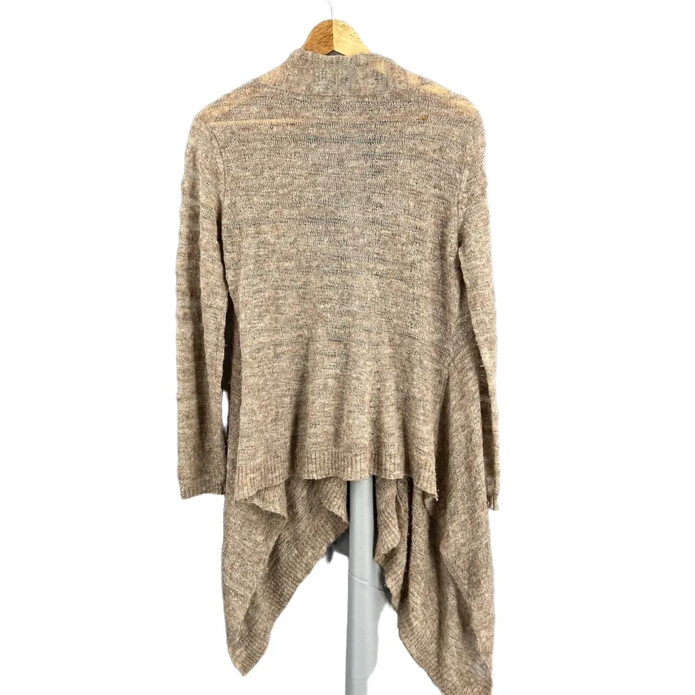 Eileen Fisher Cardigan Sweater Taupe Draped Hem Baby Alpaca Wool Blend Small - Image 2